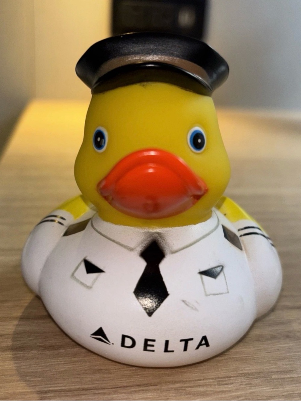 Delta air lines Yellow Pilot Rubber Duck with Black Hat and Orange Beak